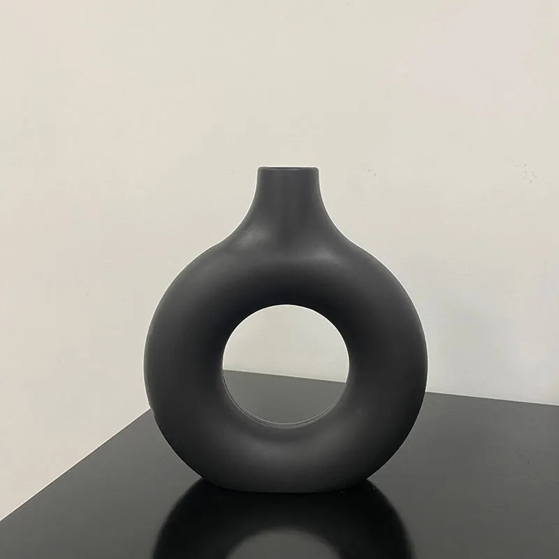 Modern Donut-Shaped Plastic Vase