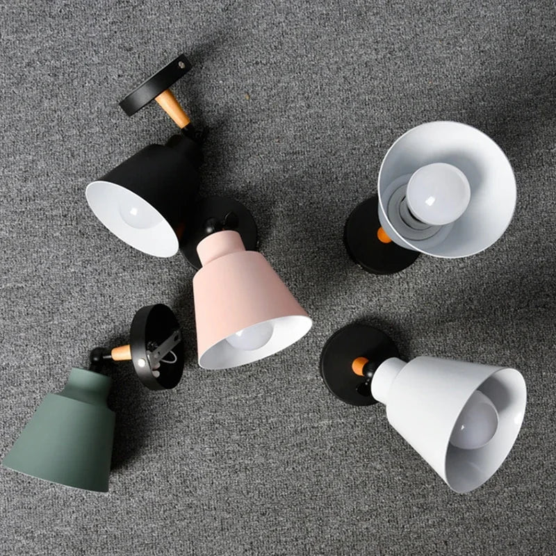 Nordic bedroom wall lamp solid wood LED wall lamps minimalist creative living room corridor bedside lamp Decorative lighting