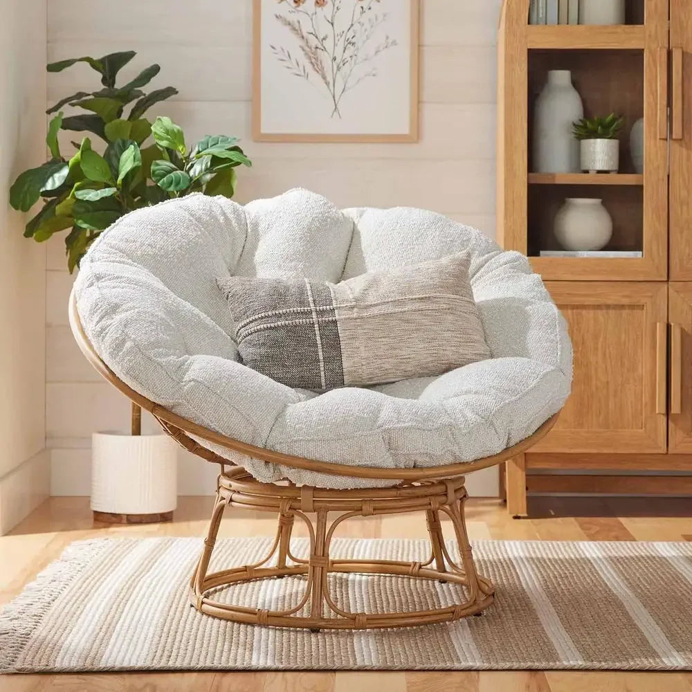 Modern Cream Boucle Papasan Chair