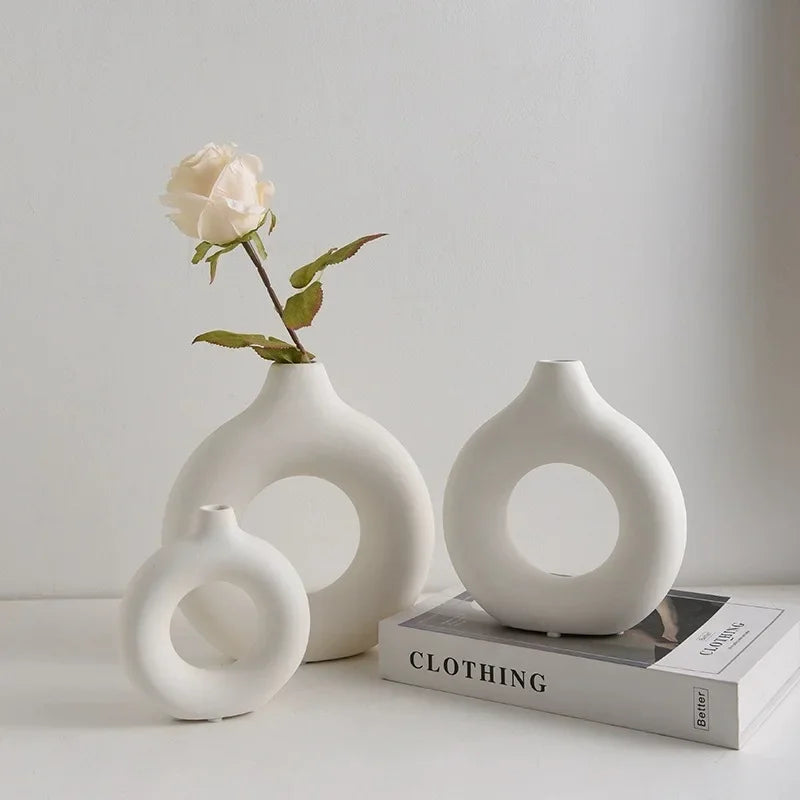 Modern Donut-Shaped Plastic Vase