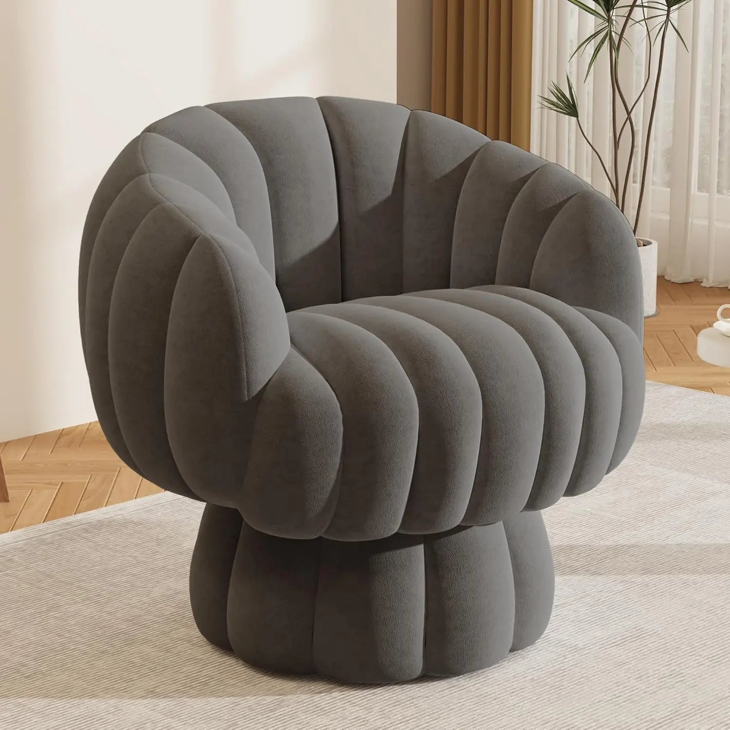 Modern 360 Degree Barrel Swivel Accent Sofa