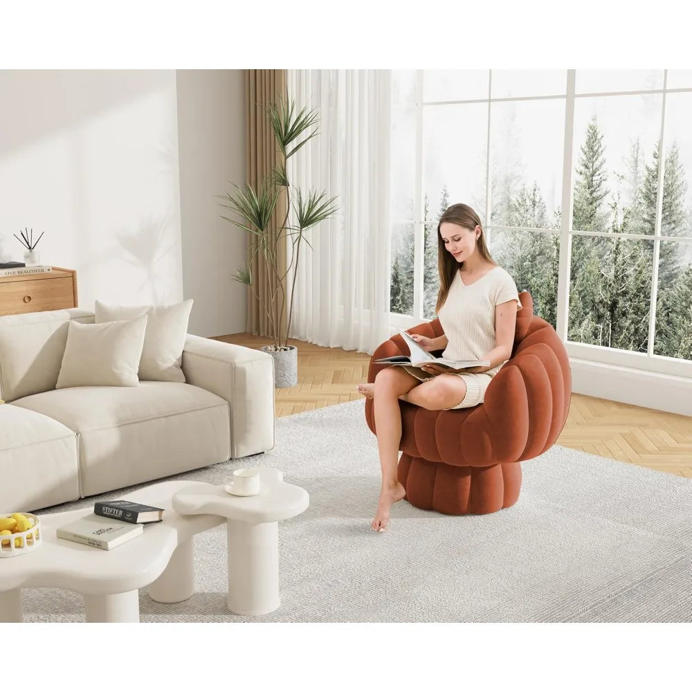 Modern 360 Degree Barrel Swivel Accent Sofa