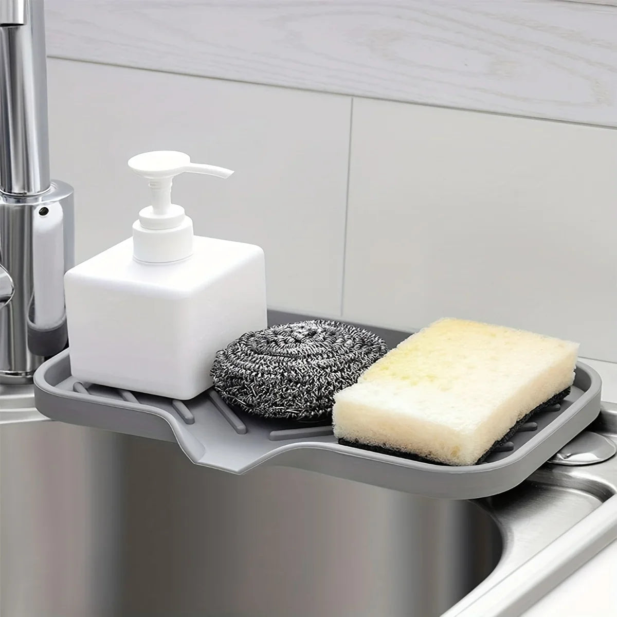 Multifunctional Silicone Sink Tray with Drain