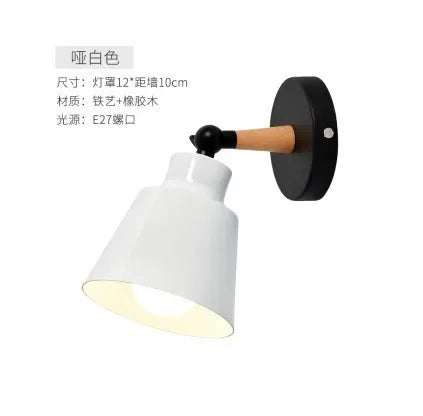 Nordic bedroom wall lamp solid wood LED wall lamps minimalist creative living room corridor bedside lamp Decorative lighting