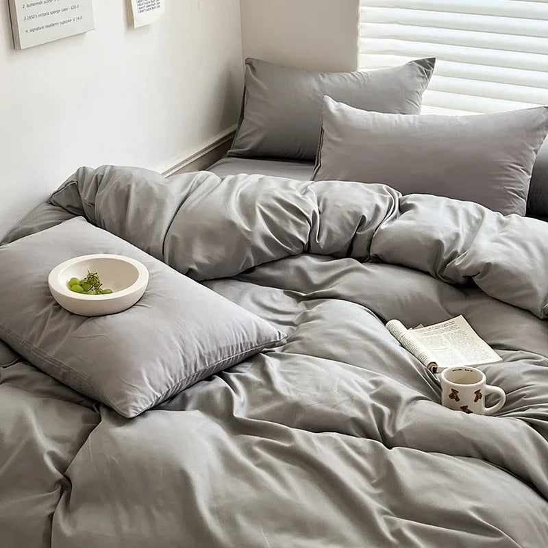LKG Solid Bed Linen Cotton Bedding Set