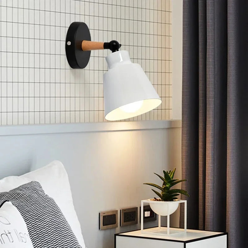 Nordic bedroom wall lamp solid wood LED wall lamps minimalist creative living room corridor bedside lamp Decorative lighting