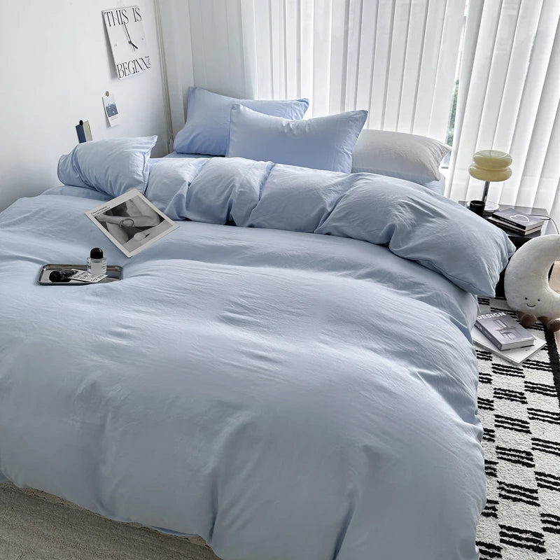 LKG Solid Bed Linen Cotton Bedding Set