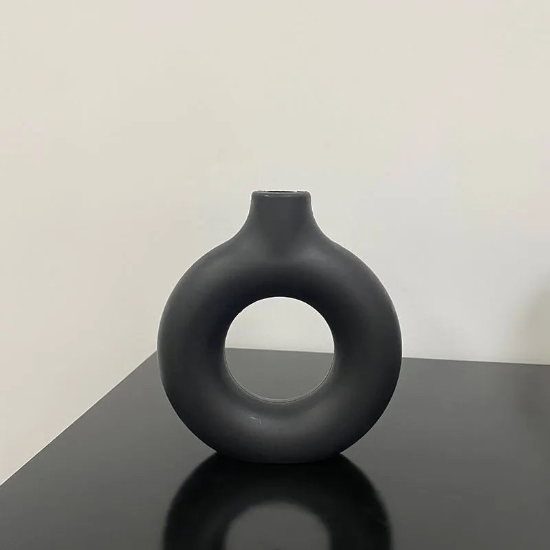 Modern Donut-Shaped Plastic Vase