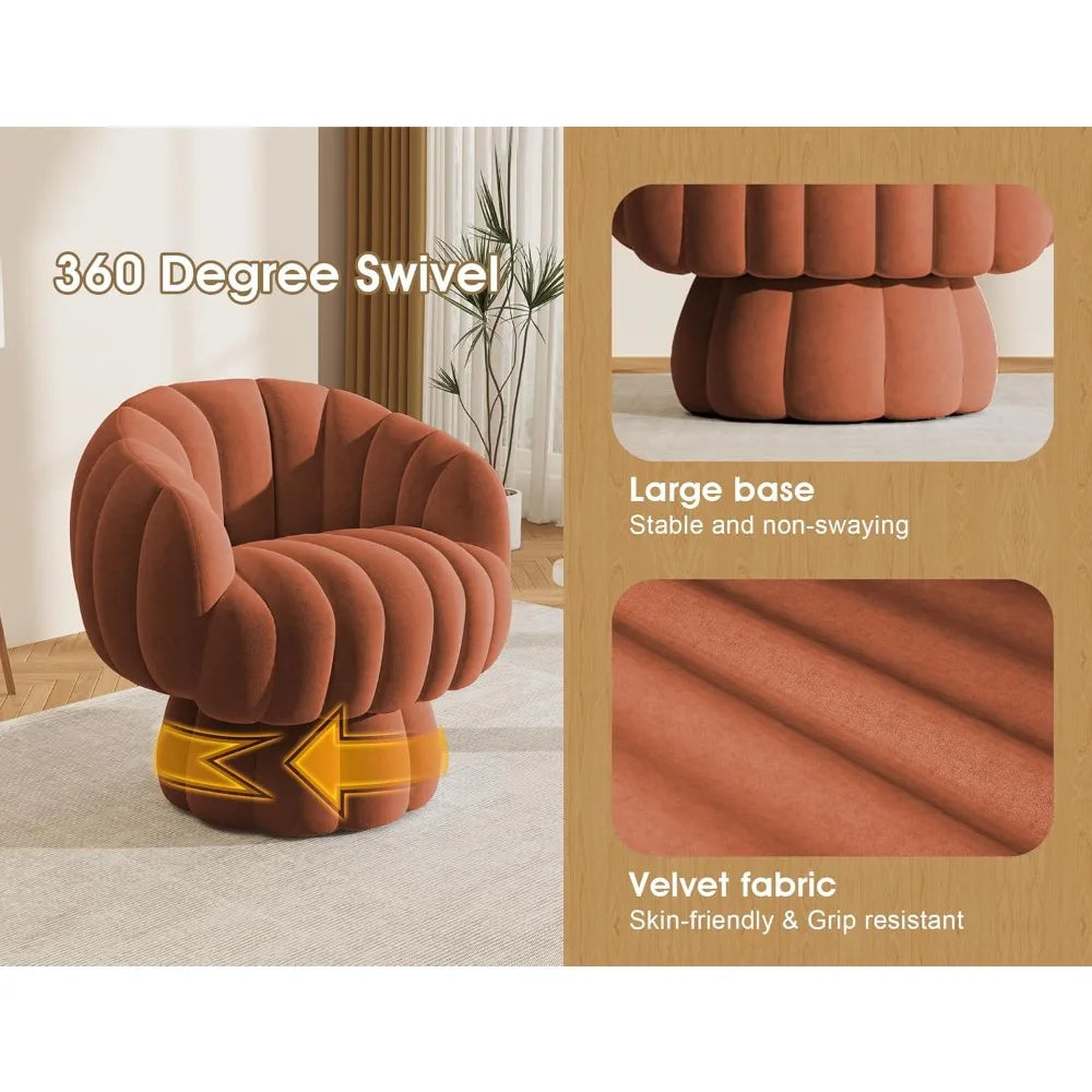 Modern 360 Degree Barrel Swivel Accent Sofa