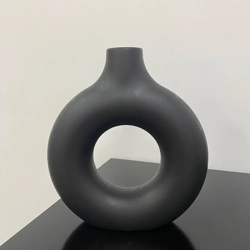 Modern Donut-Shaped Plastic Vase
