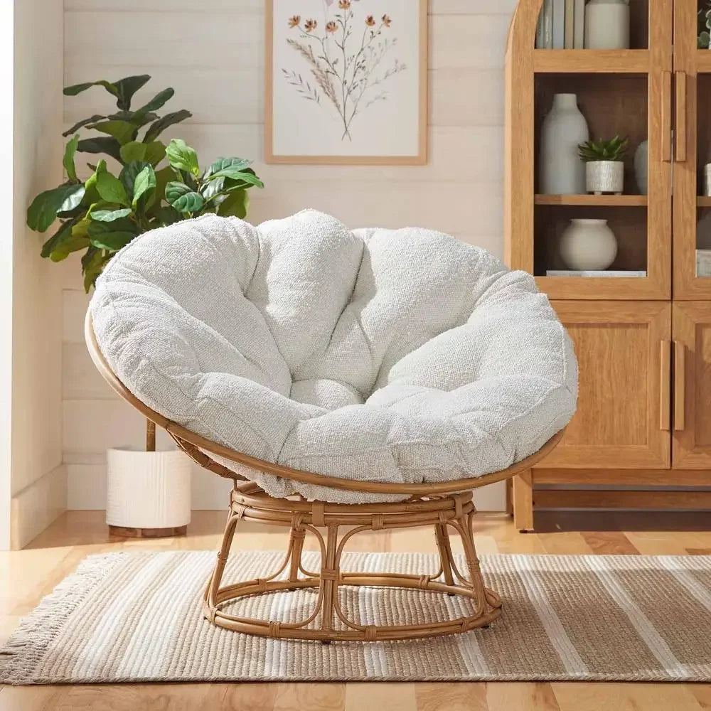 Modern Cream Boucle Papasan Chair