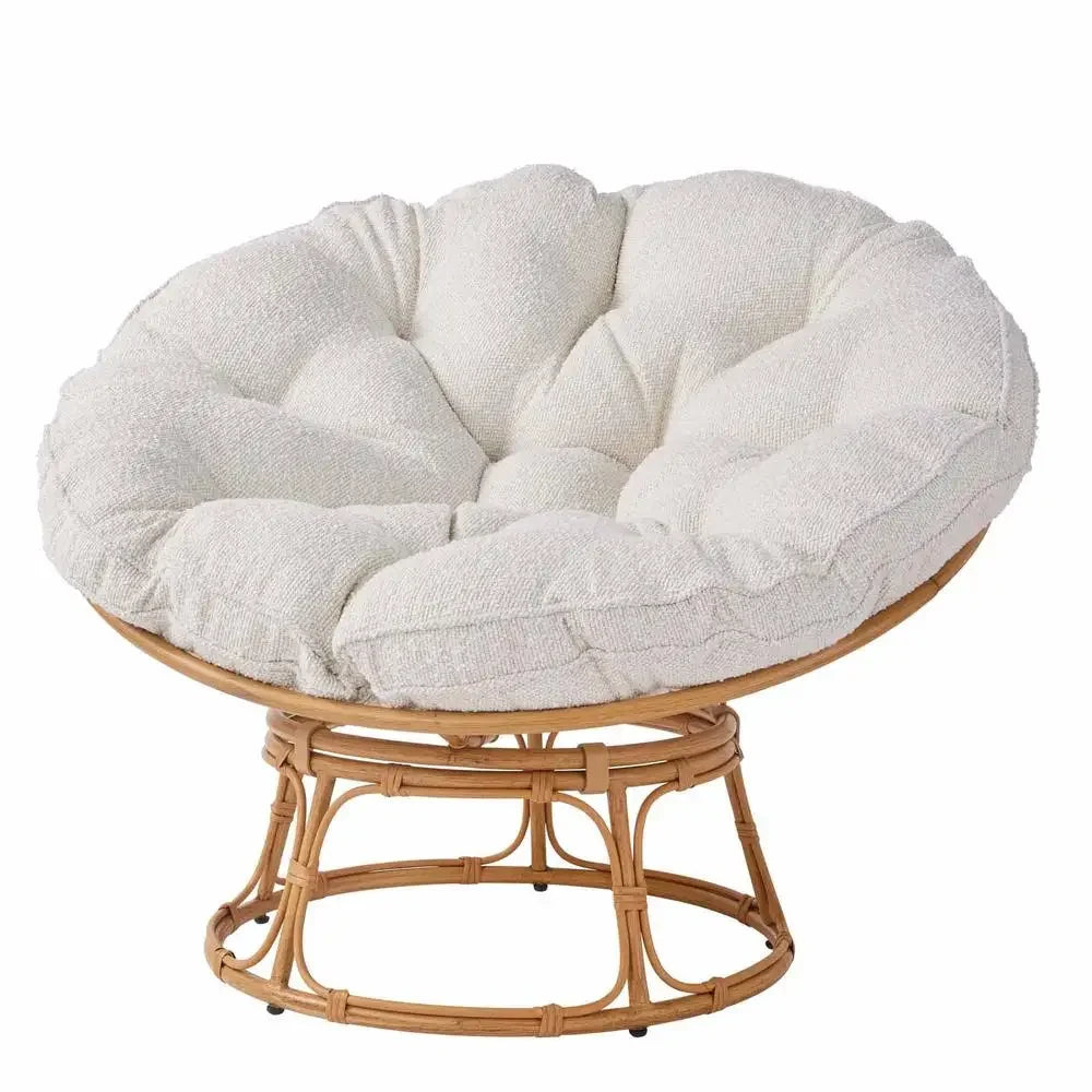 Modern Cream Boucle Papasan Chair