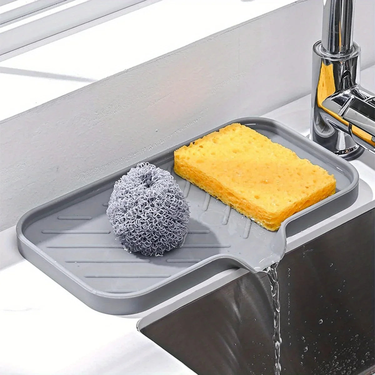 Multifunctional Silicone Sink Tray with Drain